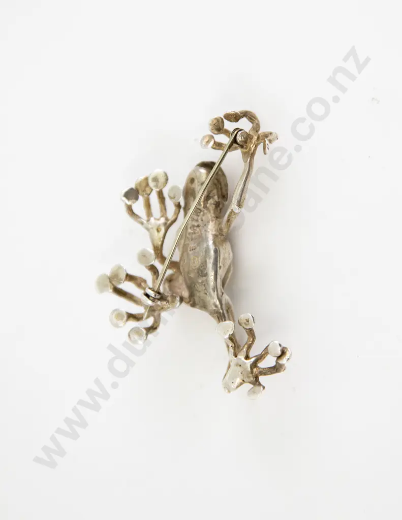 NZ Sculptor Donn Salt S/S Tree Frog Brooch Image 1++