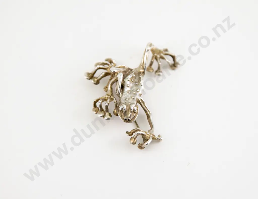 NZ Sculptor Donn Salt S/S Tree Frog Brooch Image 1++