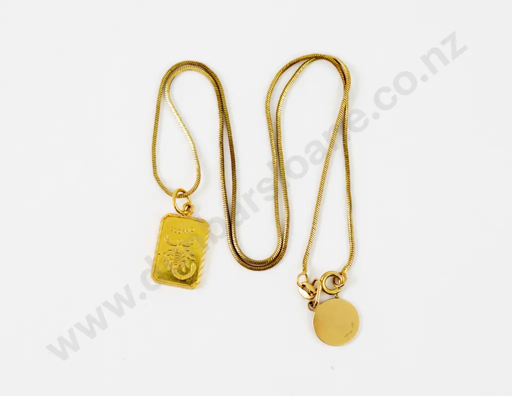18ct St Christopher and Maple Leaf Medallion Pendants on 18ct Neck Chain Image 1++