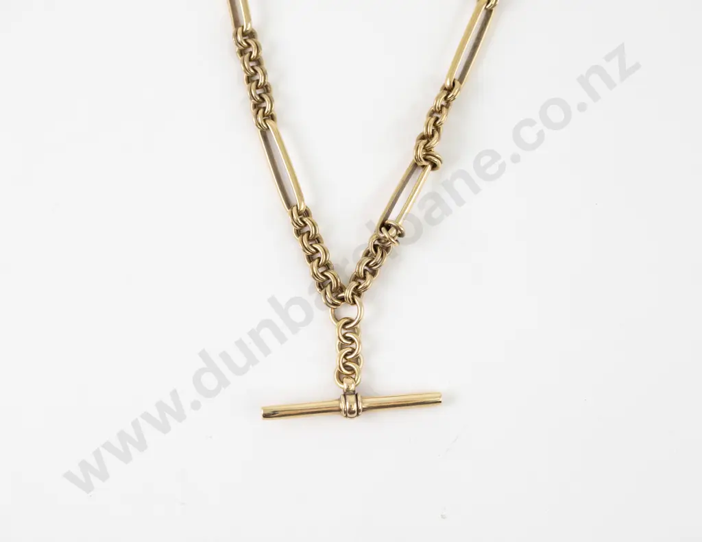 9ct Rail and Trace Link Albert Chain Image 1++