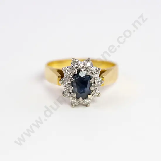 18ct Eleven Stone Sapphire and Diamond Cluster Ring