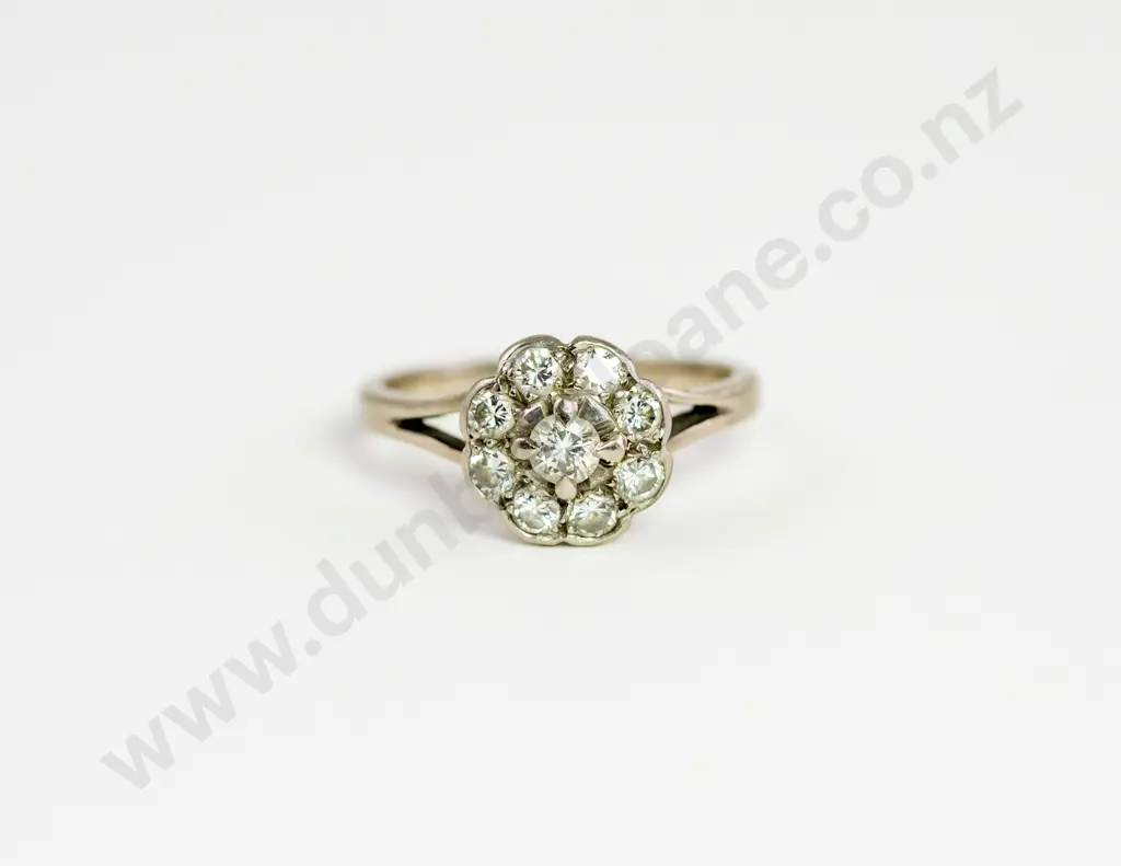 18ct Nine Stone Diamond Floret Cluster Ring Image 1++