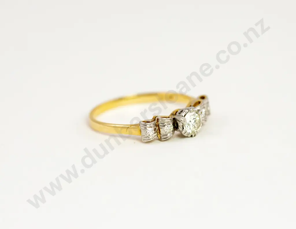 18ct and Platinum Five Stone Diamond Ring Image 1++