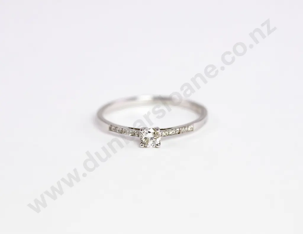 18ct White Gold Solitaire Diamond Ring Image 1++