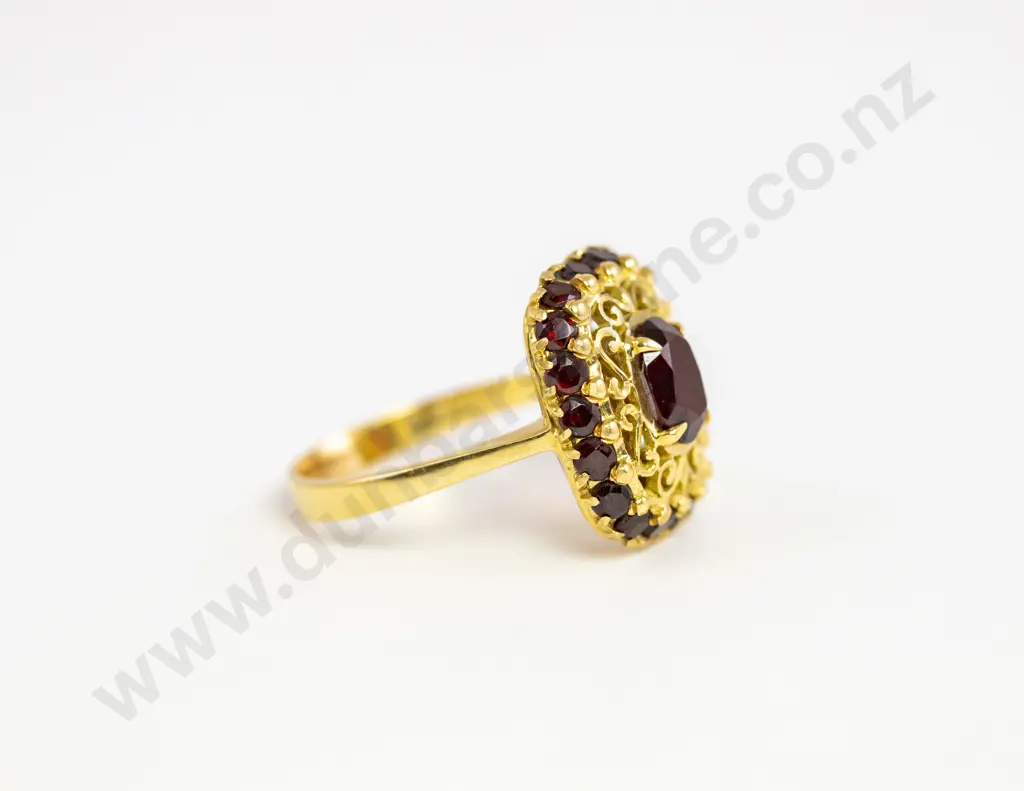 18ct 19Stone Garnet Dress Ring Image 1++