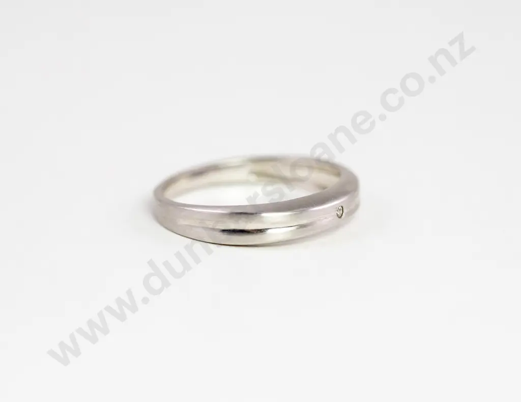 9ct White Gold Single Diamond Band Image 1++