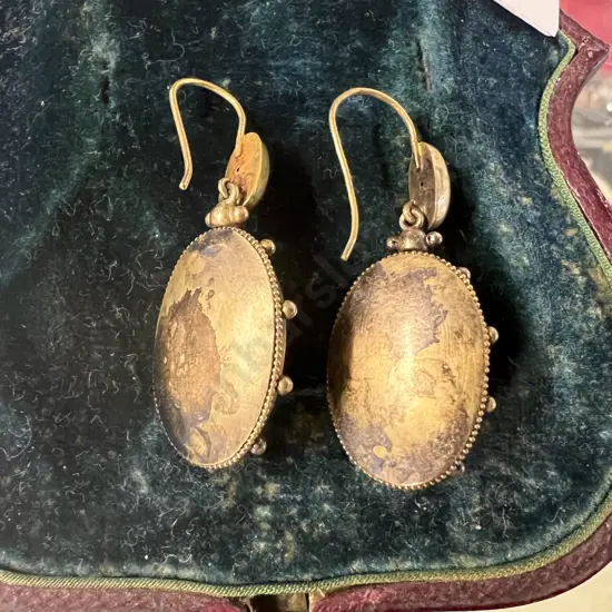 Victorian Gold Target Brooch and Matching Earrings