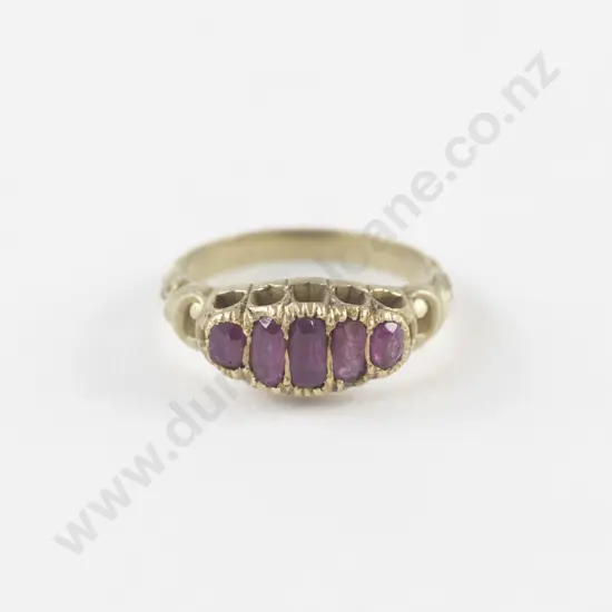 Victorian Gold Five Stone Ruby Bridge Ring