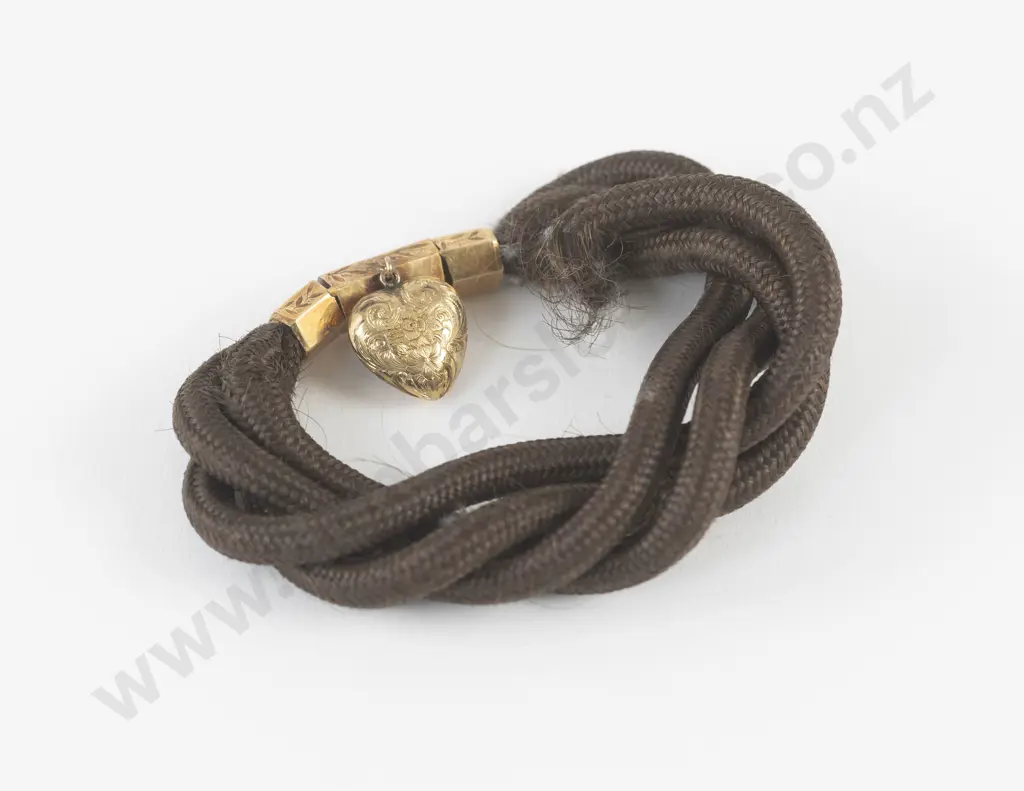 Victorian Gold Mourning Hair Braid Bracelet Image 1++