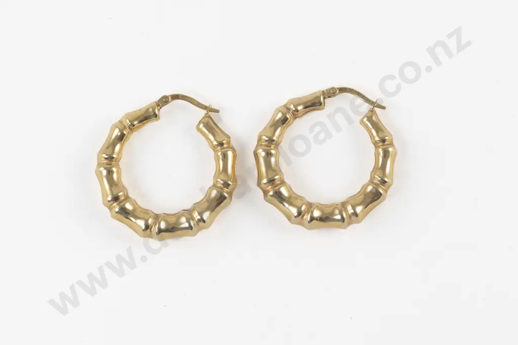 Pair 9ct Hoop Earrings Image 1++
