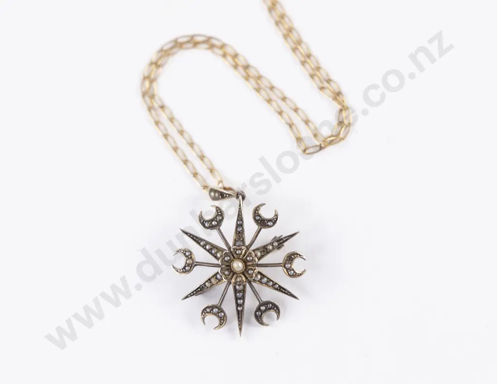 Edwardian 9ct Star Burst Pendant/Brooch Image 1++