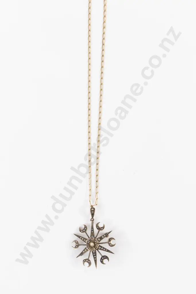 Edwardian 9ct Star Burst Pendant/Brooch Image 1++