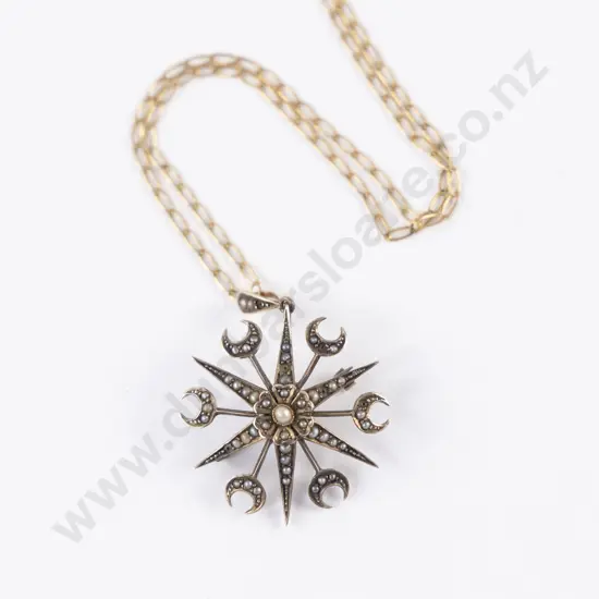Edwardian 9ct Star Burst Pendant/Brooch