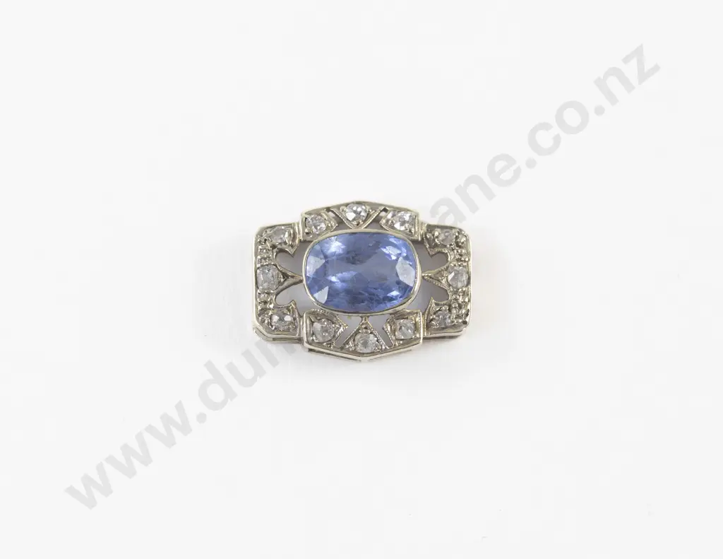 Victorian 13Stone Diamond and Sapphire Clasp Image 1++