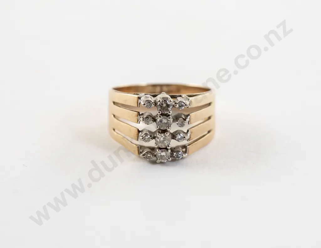 9ct White and Yellow Gold Twelve Stone Diamond Ring Image 1++