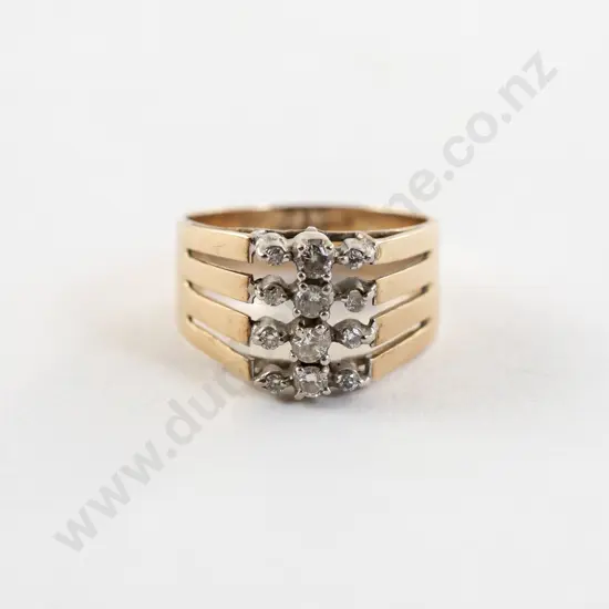 9ct White and Yellow Gold Twelve Stone Diamond Ring
