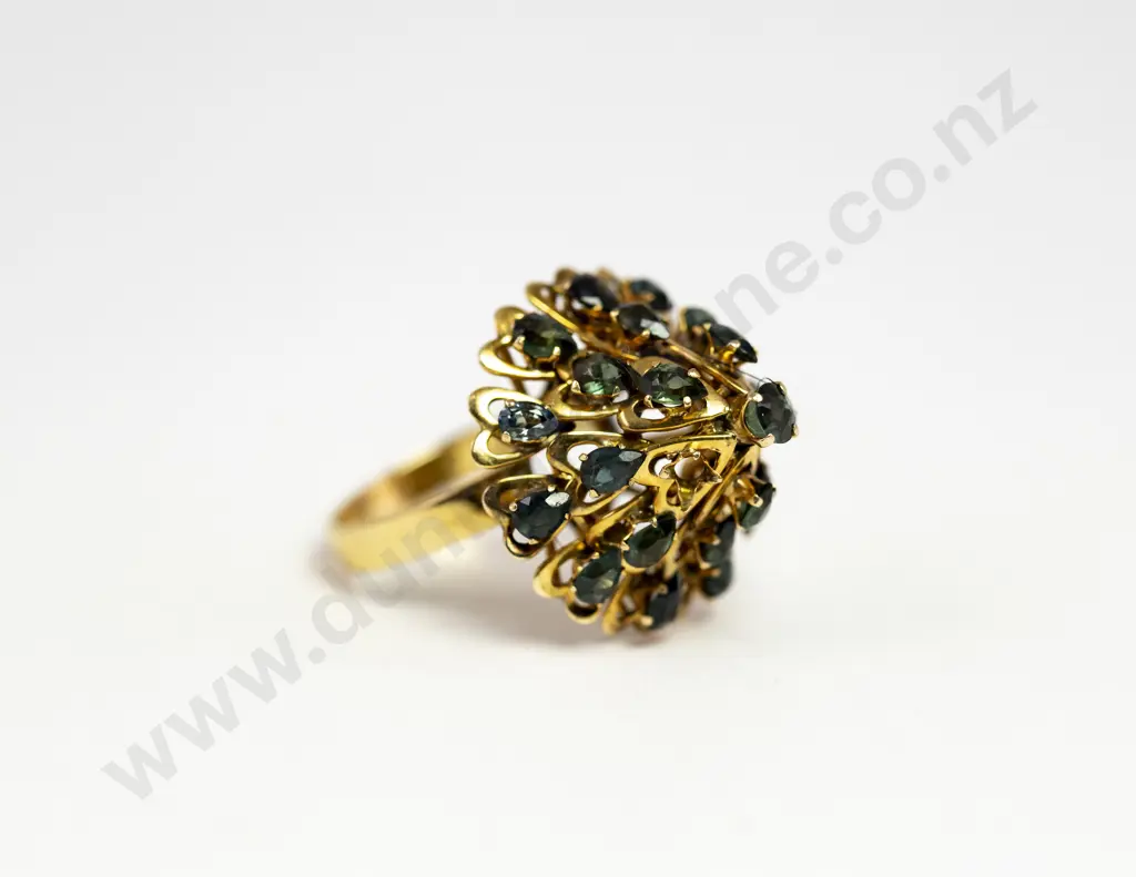 9ct 24Stone Sapphire Princess Style Cluster Ring Image 1++