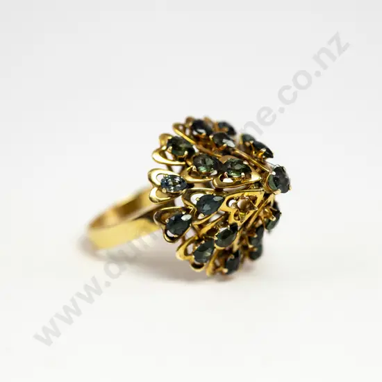9ct 24Stone Sapphire Princess Style Cluster Ring