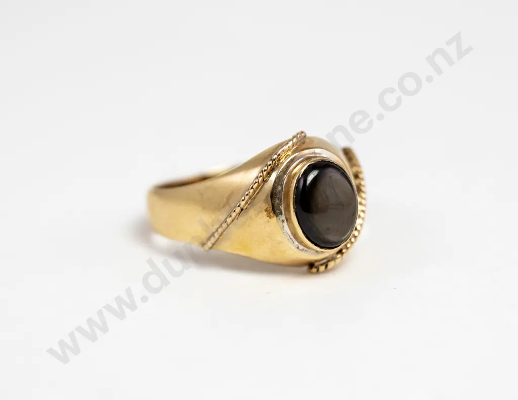 9ct Gents Single Star Sapphire Ring Image 1++