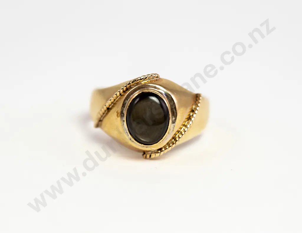 9ct Gents Single Star Sapphire Ring Image 1++