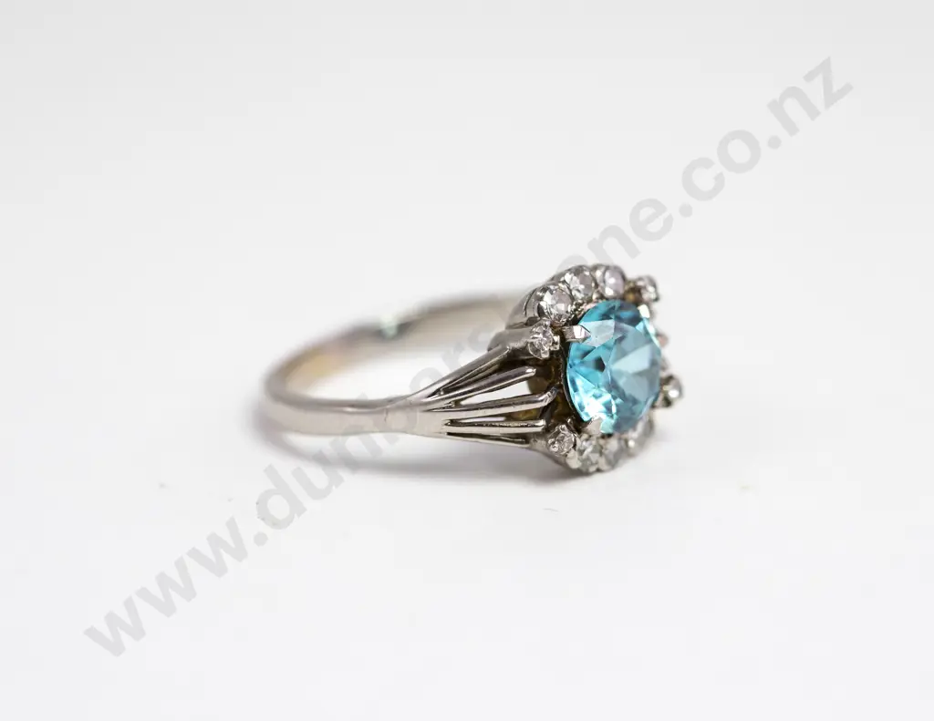 18ct and Platinum Eleven Stone Zircon and Diamond Cluster Ring Image 1++