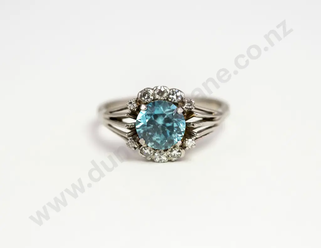 18ct and Platinum Eleven Stone Zircon and Diamond Cluster Ring Image 1++