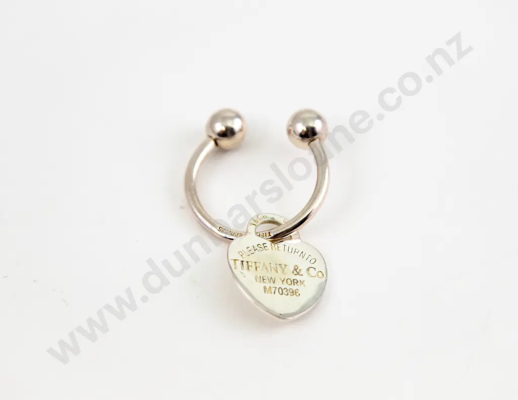 Tiffany & Co Sterling Silver Heart Tag Key Ring Image 1++