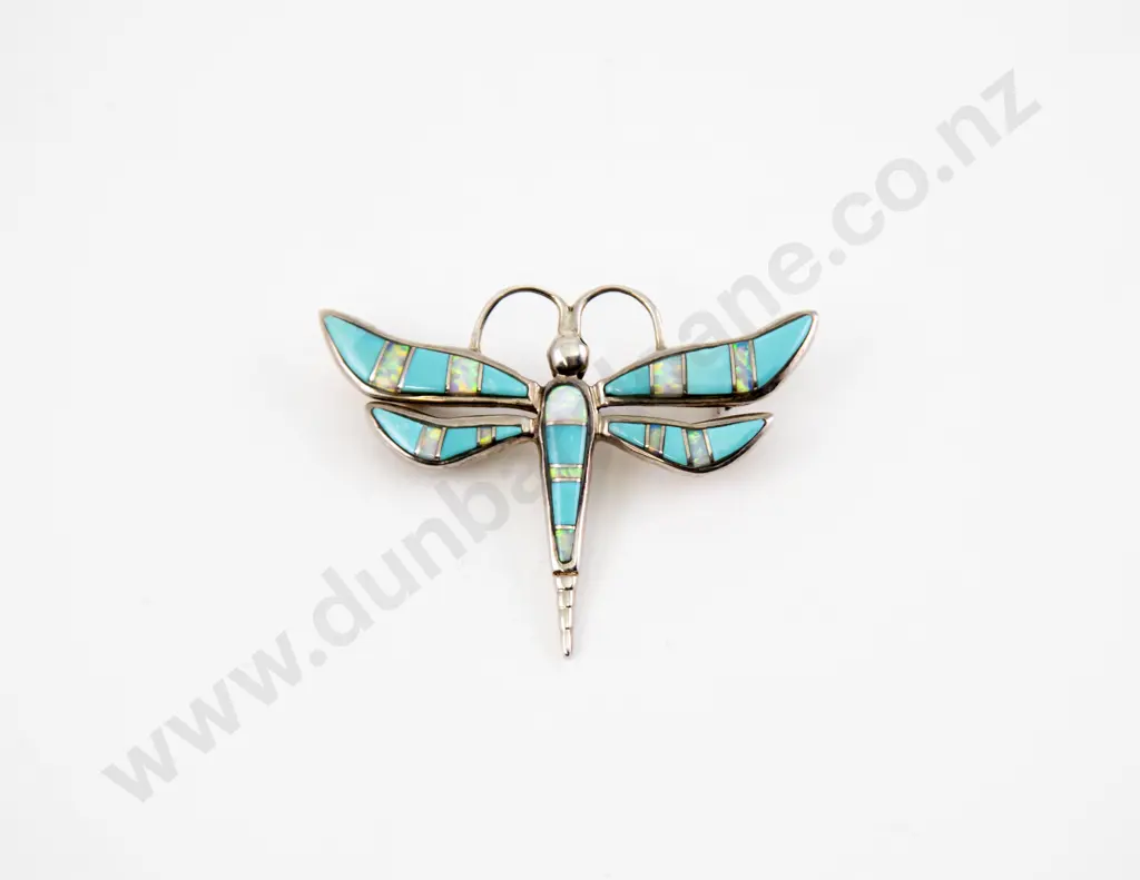 Sterling Silver and Opal Dragonfly Brooch Image 1++