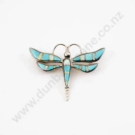 Sterling Silver and Opal Dragonfly Brooch