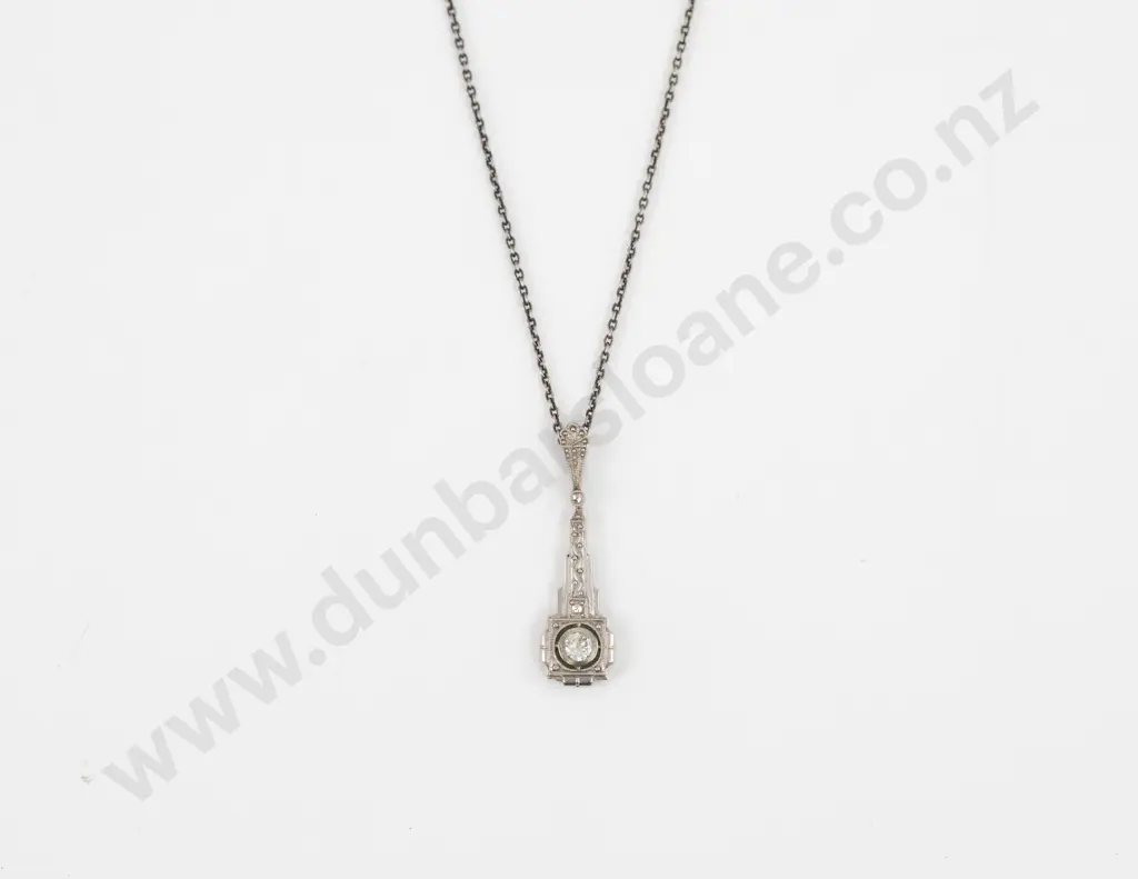 14ct White Gold Single Diamond Pendant Image 1++