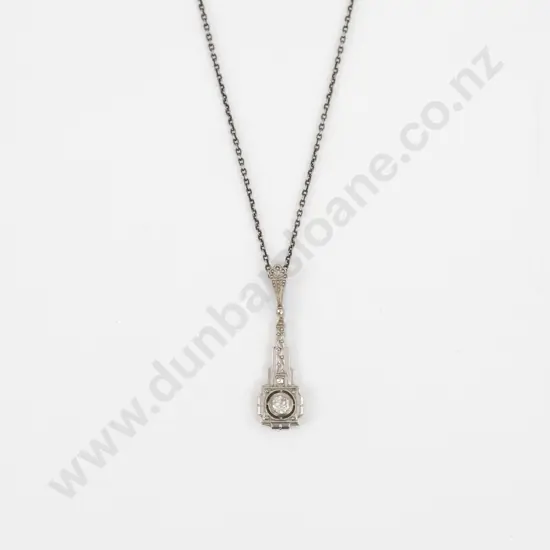 14ct White Gold Single Diamond Pendant