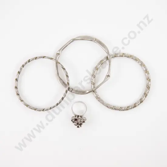 S/S Seven Stone Garnet Fancy Cluster Ring and Three Bangles