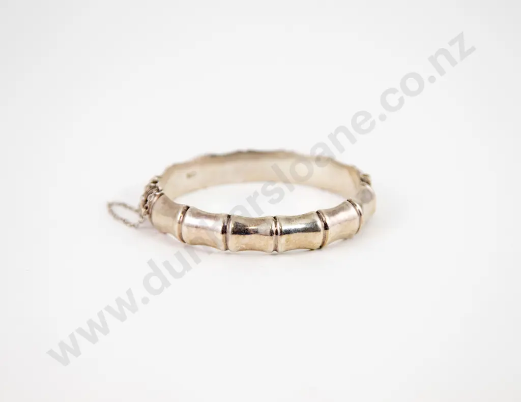 Sterling Silver Hinged Bamboo Snap Bangle Image 1++