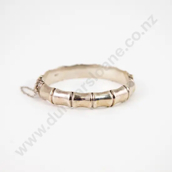Sterling Silver Hinged Bamboo Snap Bangle