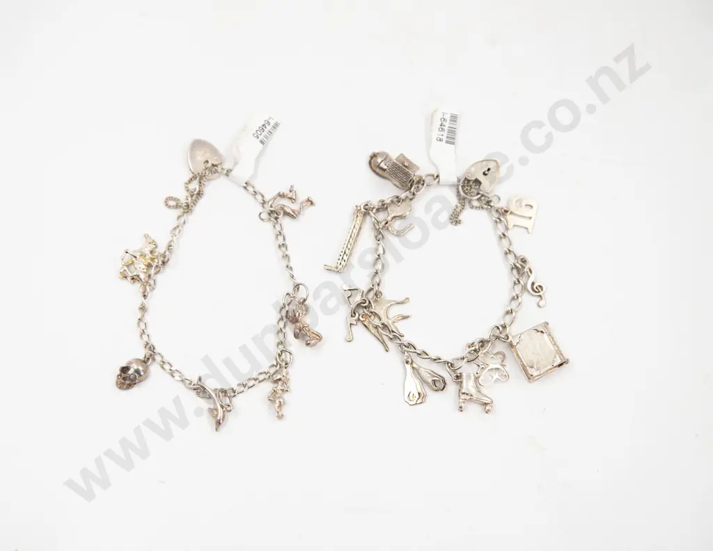 Two S/S Curb Link Charm Bracelets Image 1++