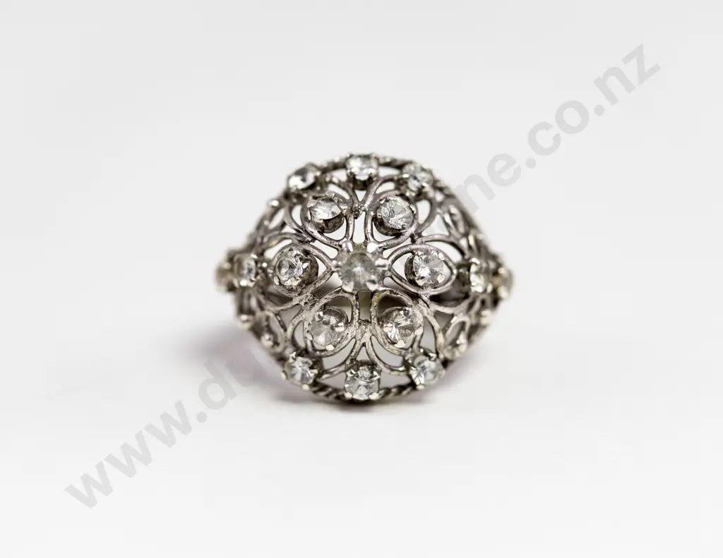 S/S 15Stone White Sapphire Cluster Ring Image 1++