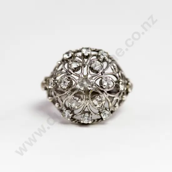 S/S 15Stone White Sapphire Cluster Ring