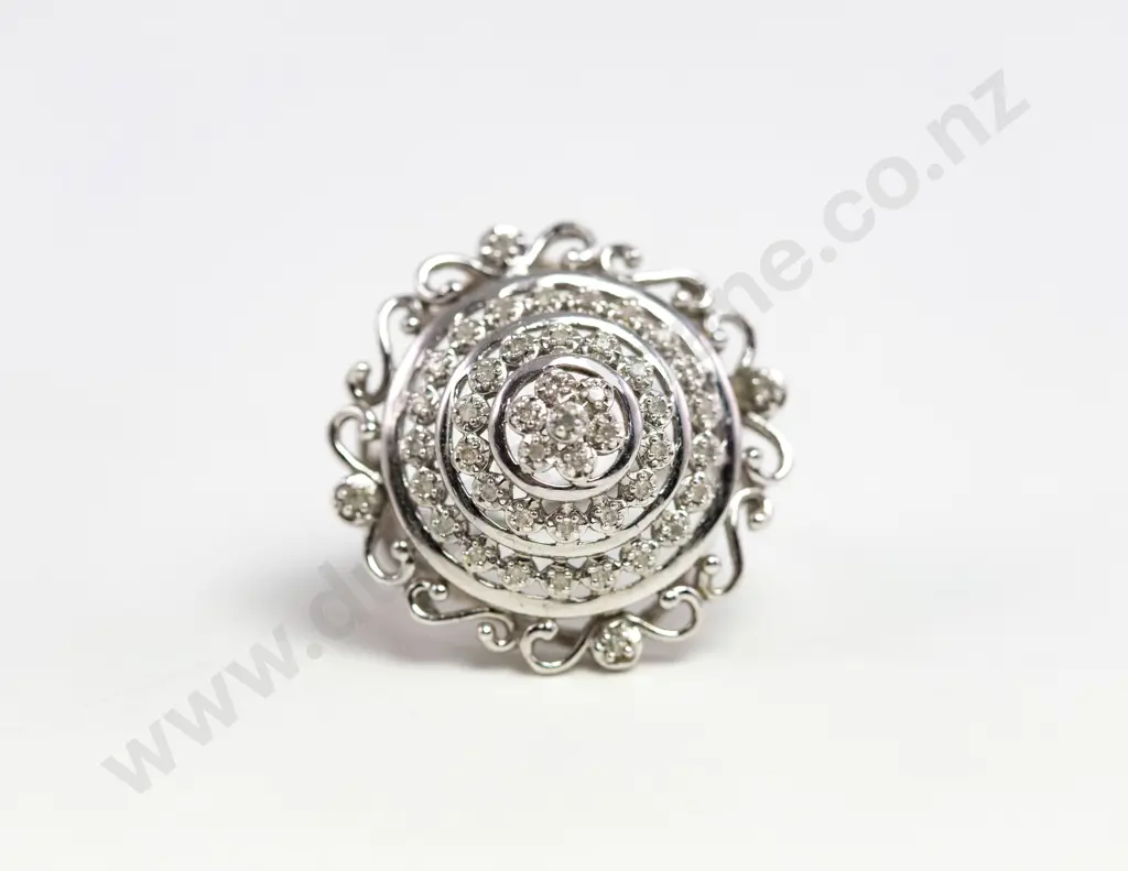 Sterling Silver 46Stone Diamond Cluster Ring Image 1++