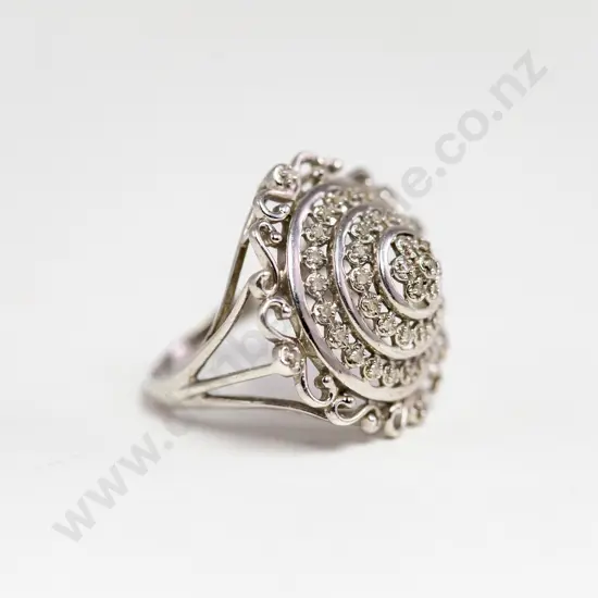 Sterling Silver 46Stone Diamond Cluster Ring