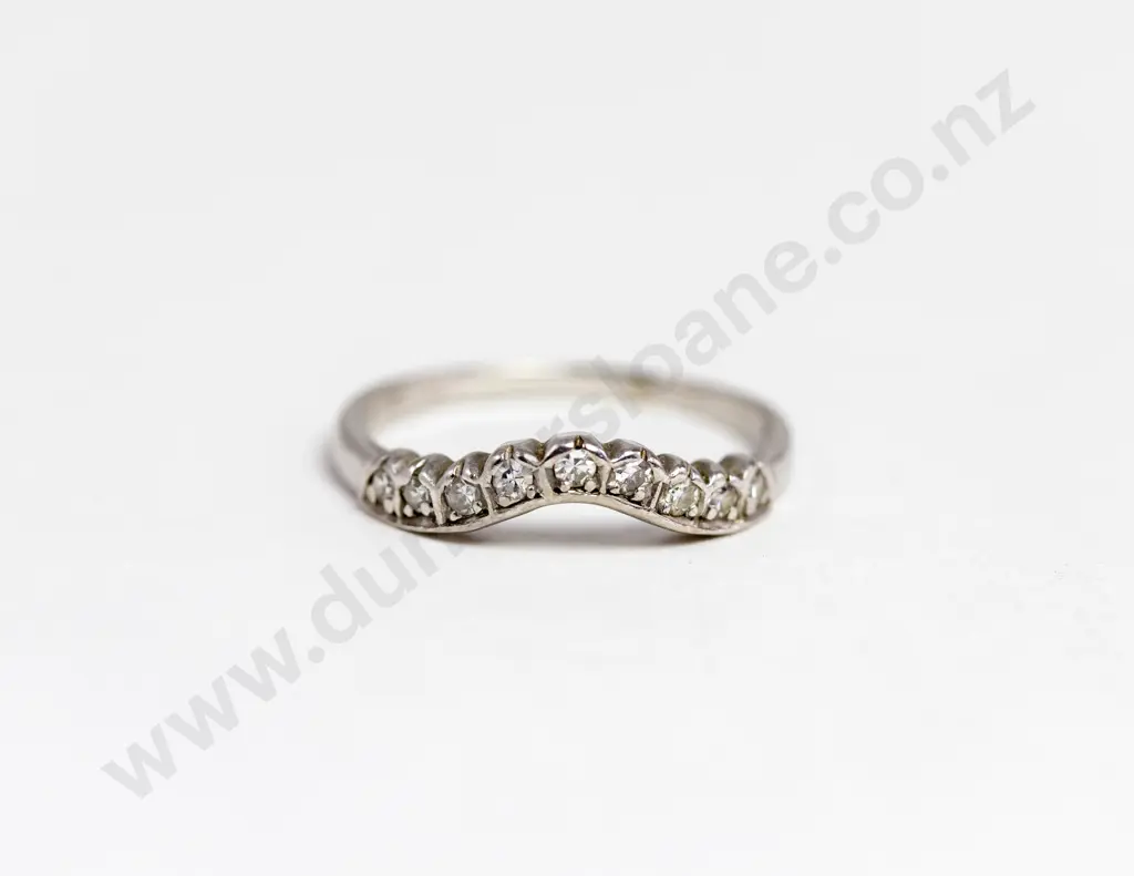 18ct White Gold Nine Stone Diamond Curve Band Image 1++