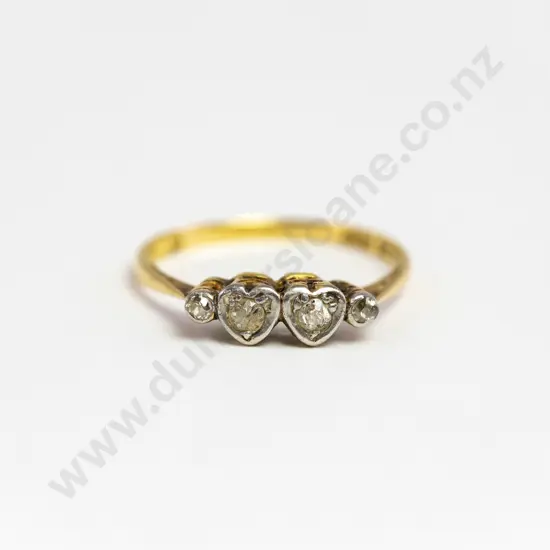 18ct Four Stone Diamond Heart Bridge Ring