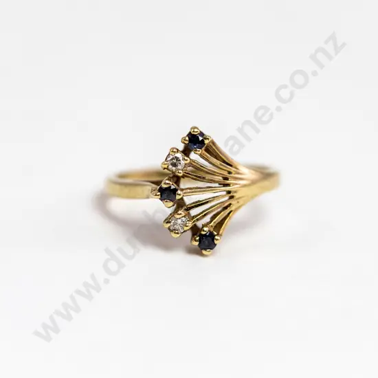 9ct Five Stone Sapphire and Diamond Ring