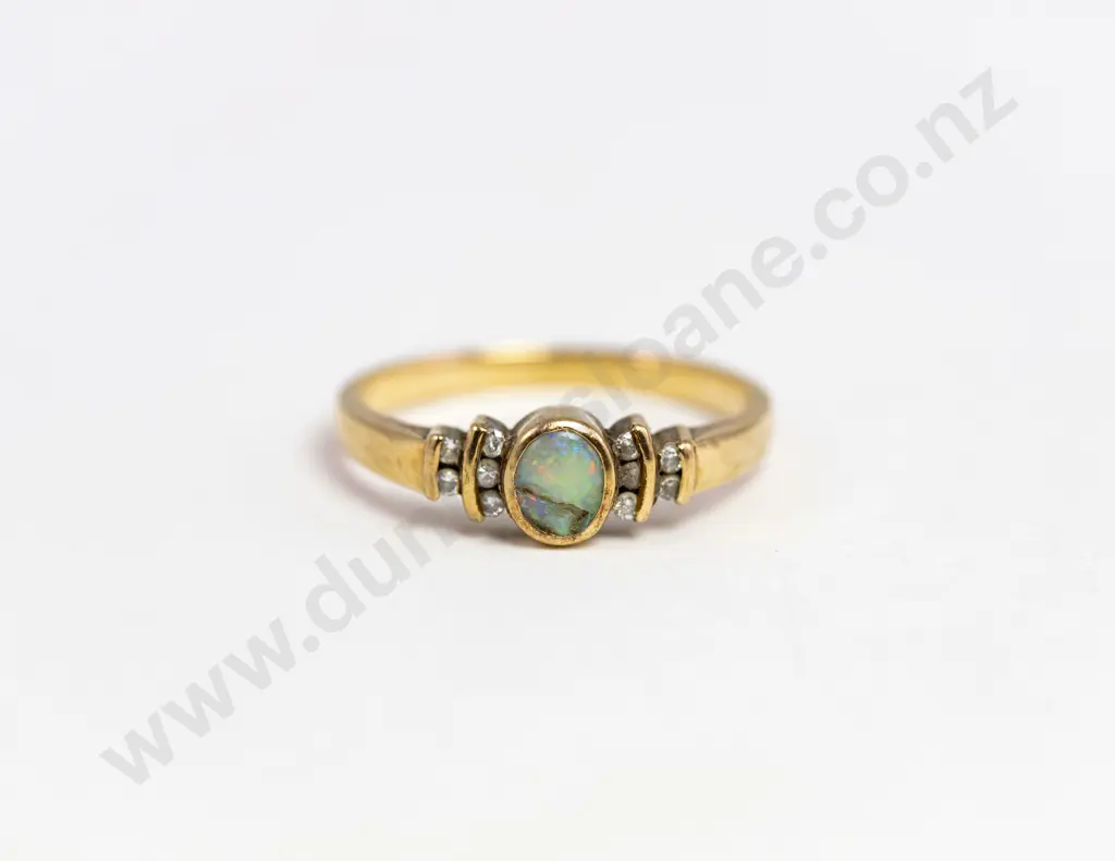 9ct Eleven Stone Opal and Diamond Ring Image 1++