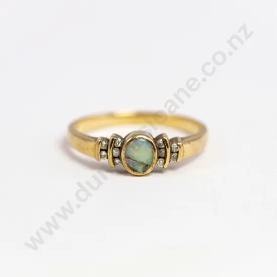 9ct Eleven Stone Opal and Diamond Ring
