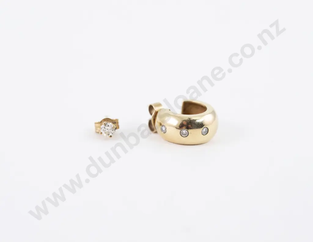 9ct and Diamond Odd Earrings Image 1++