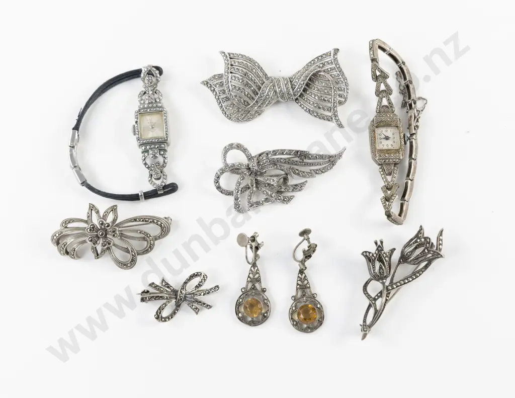 Small Collection S/S and Silver Marcasite Jewellery Image 1++
