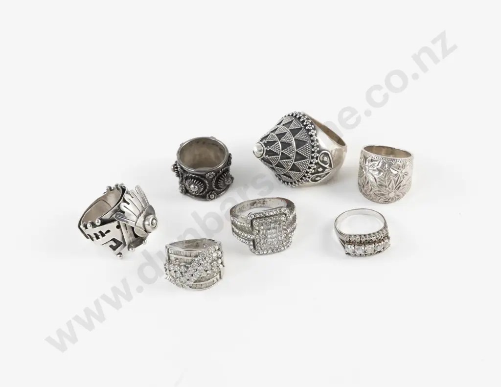 Four Mexican .925 Dress Rings Image 1++