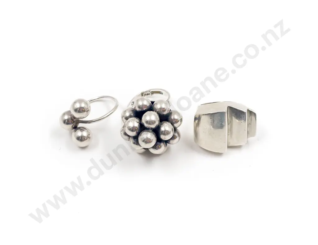 .925 Mexican Silver Dress Ring with Two Others Image 1++