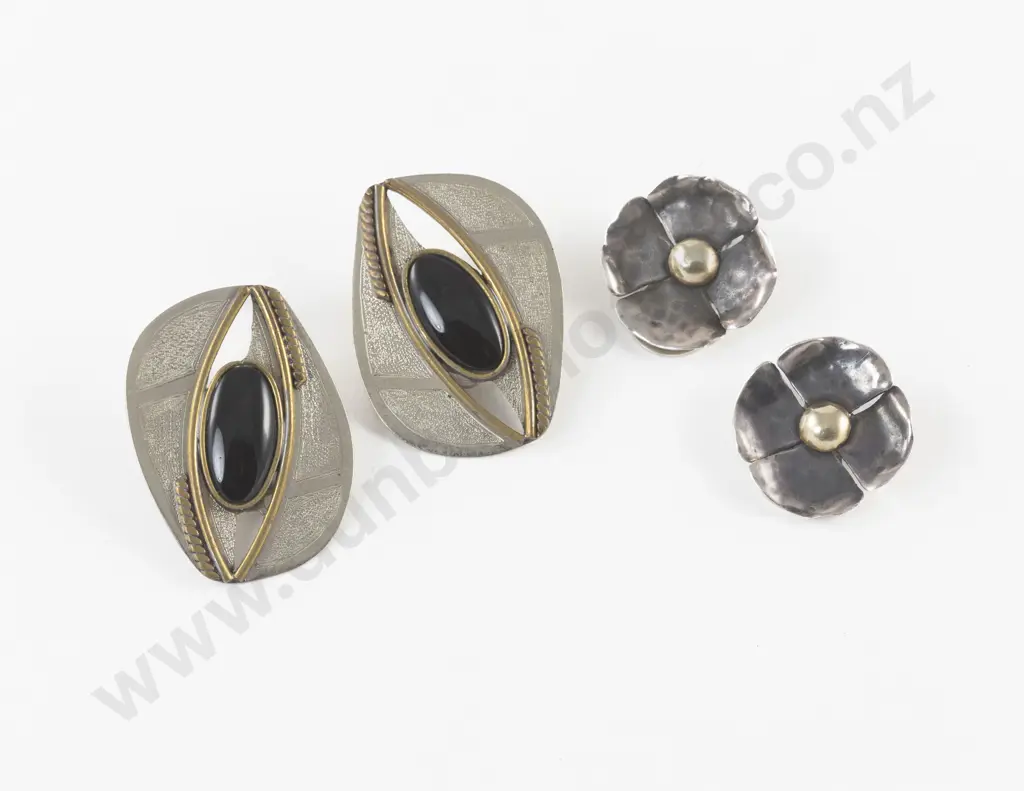 Art Deco Style S/S Onyx Clip On Earrings Image 1++