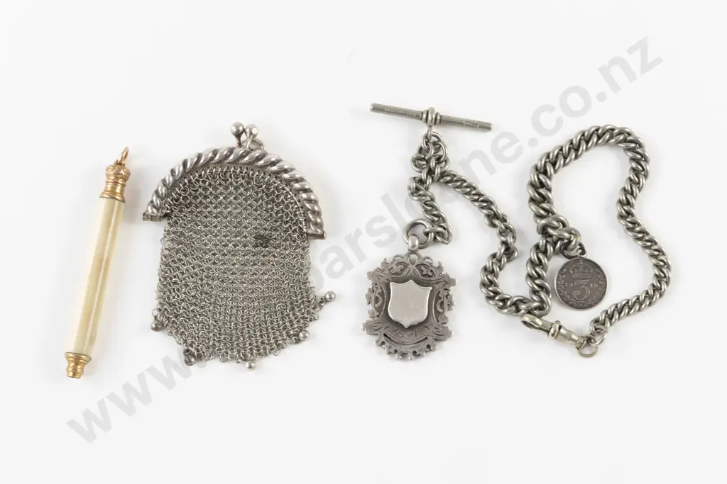 Heavy S/S Curb Link Albert Chain Image 1++